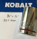 Kobalt 3/4" X 1/2" Dr Standard Chrome Socket 12 Pt # 337740 Free Usa Shipping. Fixed Price $9.96.