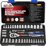 Epauto 40 Pieces 1/4-INCH & 3/8-INCH Drive Socket Set With 72 Tooth Reversible. Fixed Price $53.19.