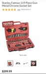 Stanley Fatmax 119 Piece Gun Metal Chrome Socket Set. Fixed Price $99.99.