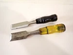 Vintage Stanley 1" And 11/4" Wood Chisels With Metal Strike Plate Made Usa. Fixed Price $29.95.