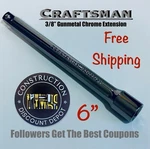 Craftsman Gunmetal Chrome Ratchet Extension Bar 3/8" Drive 6" 82-025G. Fixed Price $11.99.