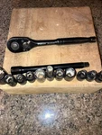 Stanley Black Chrome 3/8" Drive Ratchet With Sae And Metric Sockets. Fixed Price $39.99.