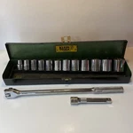Vtg Klein 65822 1/2 Drive Breaker Bar & 12 Pc Socket Set 7/16 Thru 1-1/4 Usa. Fixed Price $87.50.