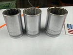 Husky 3PC 1/2 Drive 12PT Sockets, 5/8 H2703, 11/16 H2705, 3/4 H2706, Usa Orange. Fixed Price $11.00.