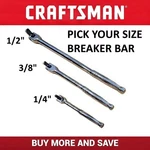 Craftsman Breaker Bar Flex Head 1/4" 3/8" 1/2" Drive Pick Your Size. Fixed Price $29.95.