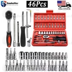 46PCS 1/4 " Drive Socket Ratchet Wrench Set Bits Auto Car Repair Tools Kits. Fixed Price $14.71.