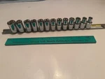 New Craftsman 1/2" Drive 13 Pc Metric & Sae 12 Point Std Socket Set + Rail. Fixed Price $45.00.