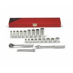 Wright 338 3/8" Drive 21 Piece Standard/deep Socket Set 12-PT In Metal Toolbox. Fixed Price $312.94.