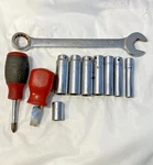 Mac Tools, Screwdriver, Socket, Wrench Lot 11 Pieces. Fixed Price $42.00.