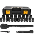 Dekopro 1/2-INCH Impact Socket Set, 23 Pieces With 72 Teeth Ratchet, Cr-v Steel.. Fixed Price $34.90.