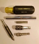 Vintage Klein Tools 32477 Multi-bit Screwdriver / Nut With Extras.. Fixed Price $14.55.