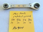 Vintage Mac Tools RW904 Double Ended Ratcheting Refrigeration Wrench Made Usa. Fixed Price $10.95.