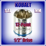 Kobalt 1/2" Drive Shallow Sockets - Sae Inch Metric Mm 12 Point Any Size New. Fixed Price $9.77.