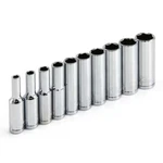 Powerbuilt 10 Piece 1/4" Drive Metric Point Deep Socket Set 640538 Chrome. Fixed Price $11.99.