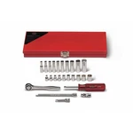 Wright 223 1/4" Drive 25 Piece Standard & Deep Socket Set 6-PT W/ Metal Toolbox. Fixed Price $293.20.