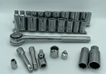 Vintage Mastercraft 19-PIECE 1/2" Drive 12 Point Chrome Socket Set With Ratchet. Fixed Price $44.99.