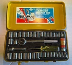 Vintage Justen 40 Pc Metric & Inch Ratchet Socket Set Original Box. Fixed Price $19.95.