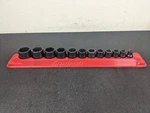 #BM525 Snap On Tools Piece Sae Short 3/8 Impact Sockets 212IMFYA. Fixed Price $199.95.