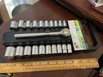 Pittsburgh Sae And Metric Shallow Socket Set 3/8" Drive W/ Ratchet 62190. Fixed Price $17.95.