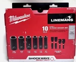 Milwaukee 1/2" Drive Socket Set 10PC Point 2N1 Shockwave Lineman's 49-66-5125. Fixed Price $179.80.