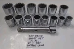 3/4" Drive Set 15 Pieces 2"-7/8" Vintage Tools Dirty China. Fixed Price $79.85.