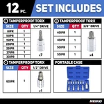 Neiko 10085A Tamperproof Torx Plus Bit Socket Set 12PC Point Star 8IPR - 60IPR. Fixed Price $30.97.