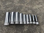 Snap On Deep Socket Set Of 9, 3/8 Drive 6 Pt 1/4 -7/8 SFS081-SFS281. Fixed Price $85.00.