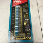 Makita Gold 9PC. Sae Impact Socket Set W/3/8 Hex Swivel Adapter. Fixed Price $36.95.