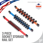 3PC Socket Organizer 1/4 3/8 1/2" Mountable Sliding Holder Rail Tool Storage. Fixed Price $14.99.