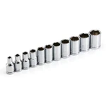 Powerbuilt 11 Piece Shallow Socket Set, 1/4-INCH Drive, Metric, Silver. Fixed Price $15.03.