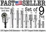 105 Degree Right Angle Drill Bit + 1/4" 3/8" 1/2" Hex Shank Socket Adapter Set. Fixed Price $18.21.