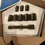 Vintage Bonney Gold 1/2" 8 Pcs Sae Socket Set + Extension Chrysler Mtsc Award. Fixed Price $65.00.