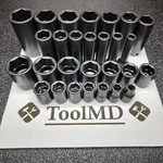 Snap-on Tools New 28PC 1/2" Drv. Sae 6PT Deep & Shallow Master Impact Socket Set. Fixed Price $1022.00.