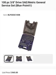 100 Pc 3/8" Drive Sae/metric General Service Set (blue-point ). Fixed Price $500.00.