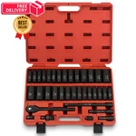Neiko 02446A 1/2" Impact Socket Set, 35 Piece, Deep Sae And Metric. Fixed Price $165.99.