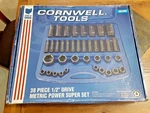 Cornwell Tools 38-PC. 1/2" Drive Power Super Socket Set Standard & Deep 10-36MM. Fixed Price $589.50.