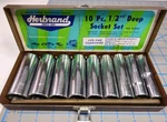 9 Vintage Herbrand 1/2" Drive 12 Point Deep Sockets Metal Made U.s.a. Fixed Price $54.99.
