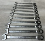 Snap On 10PC Flank Drive 10MM-19MM Ratcheting Wrench Set SOXRM710A (PO1023328). Fixed Price $319.00.