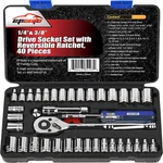 Epauto 40-PC Socket Set 1/4 & 3/8-INCH Drive W/ 72-TOOTH Reversible Ratchet. Fixed Price $50.81.
