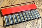 Snap On Tools Deep Sae 1/2"- 1-1/8" Socket Set Lot 12-PT Red Tray Usa. Fixed Price $345.00.
