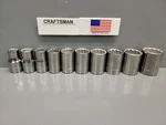 Craftsman 1/2" Dr. 10 Piece Sae Standard Socket Set 7/16" - 1" Nos Usa. Fixed Price $39.95.