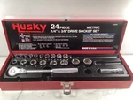 Vintage Husky Nos Metric Socket Set 3/8" And 1/4" Dr. 21PC. 6-POINT 4MM-19MM Usa. Fixed Price $79.95.