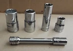 Husky Assorted Sockets & Extension Bar, Lot Of 5, 3/8", 1/4", 1/2" Drives. Fixed Price $9.75.